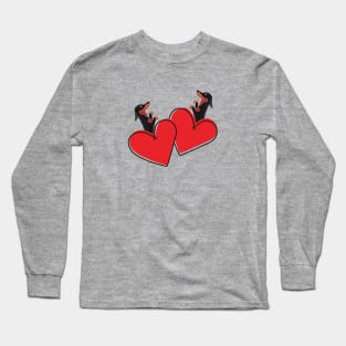 Dachshund Dog (Doxie) in Love Heart Long Sleeve T-Shirt